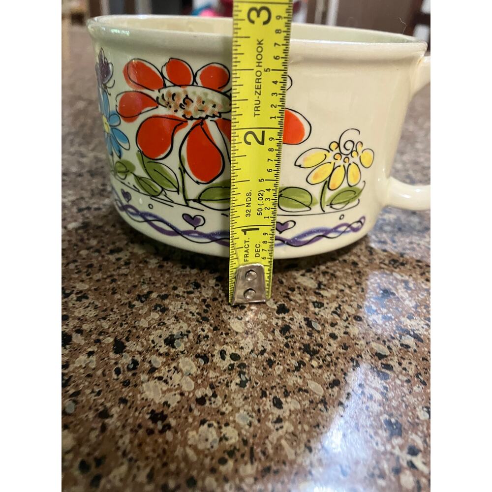 Soup Mug Boho Flower Power 4.25" Wide Wildflower made in Japan Vintage - Picture 4 of 8